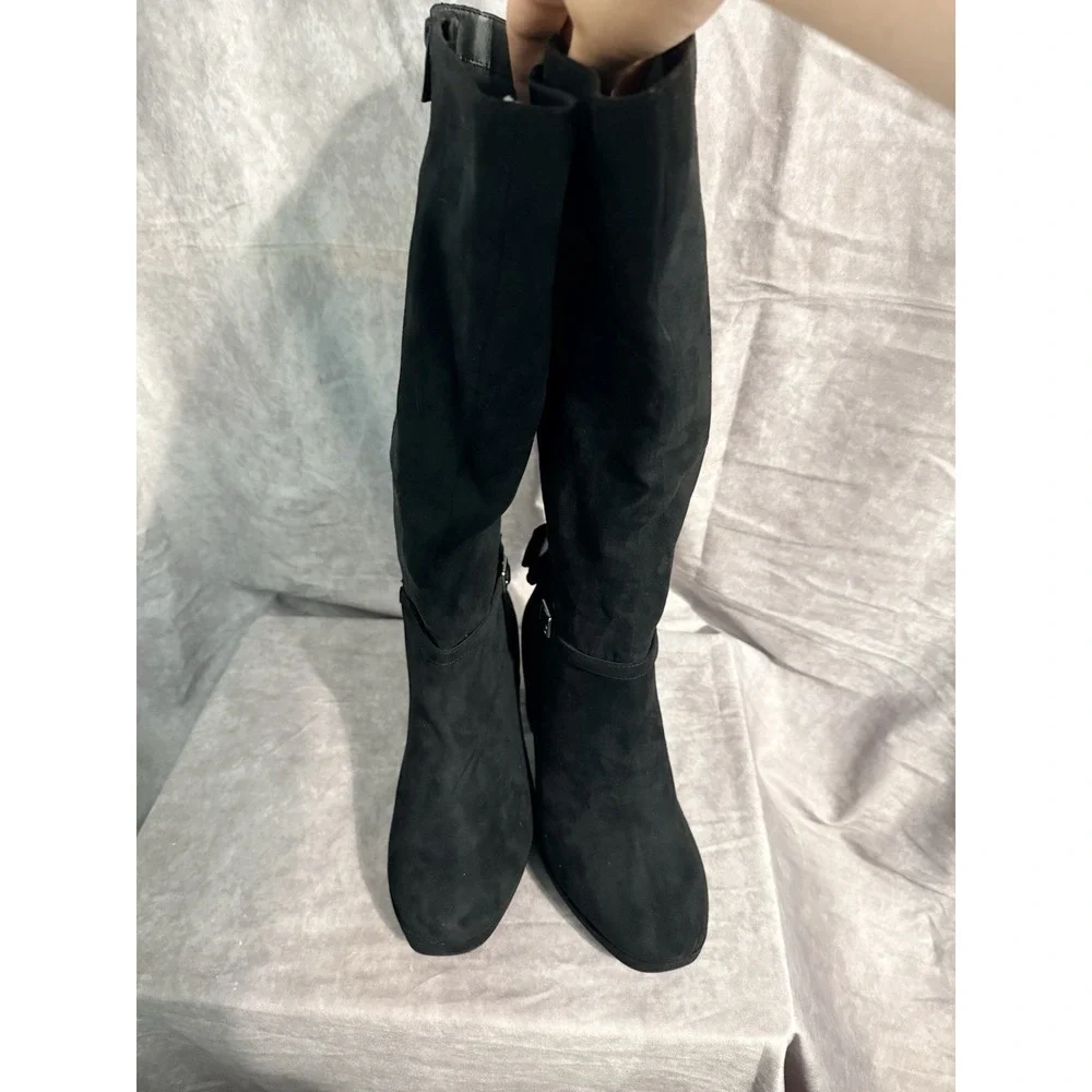 torrid buckle and‎ bow faux suede knee high boot Size 12WW